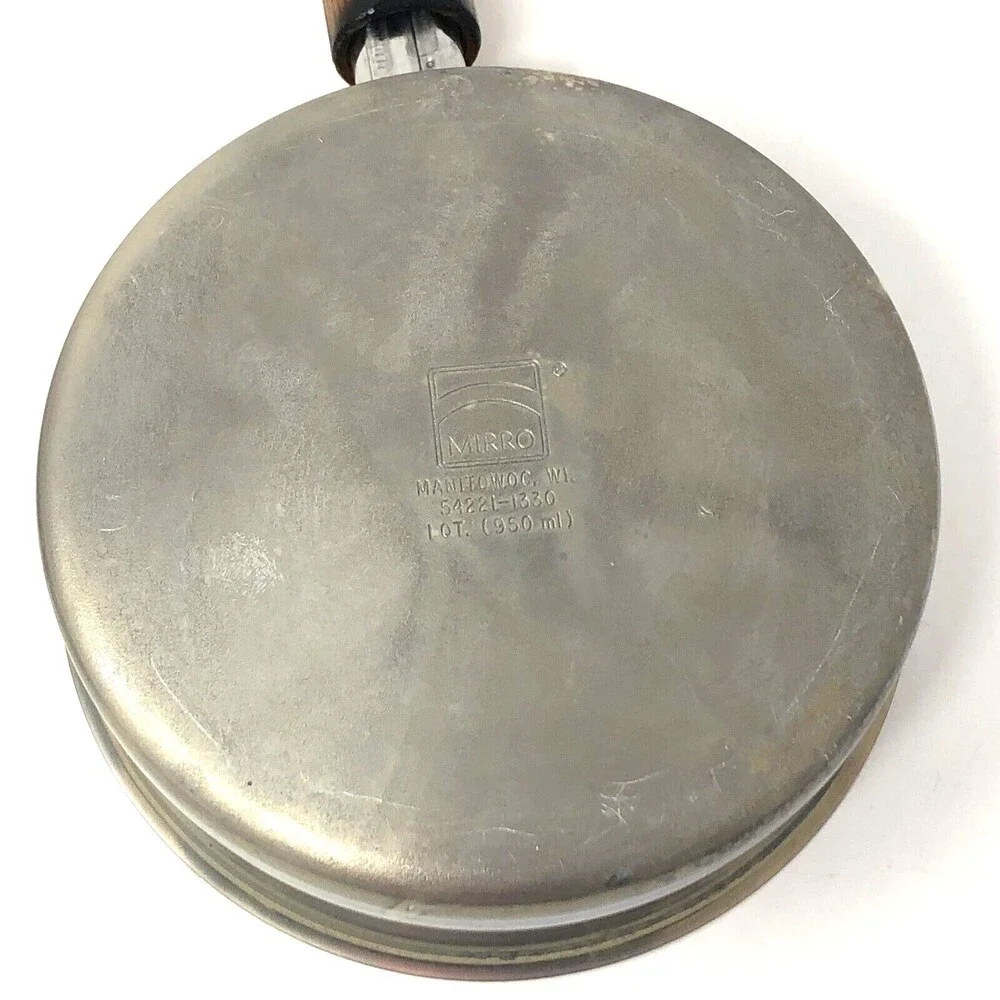 Mirro Sauce Pans 2 Qt & 1 Qt  VTG USA Non-Stick Aluminum Wooden Handle w/ Lids